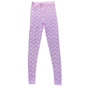 Free People Intimately Lace Skinny Leggings XS Lilac Floral Sheer Bliss $48